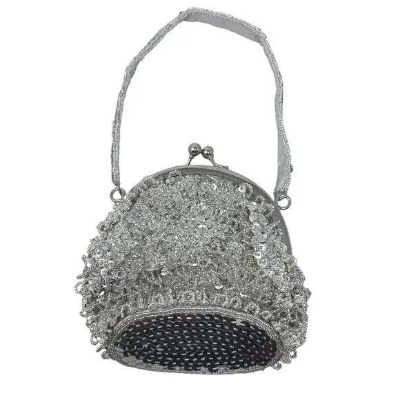 Cache Silver beaded sequins clutch bag - Picture 8 of 8